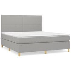 Vidaxl Box spring postelja z vzmetnico svetlo siva 160x200 cm žamet