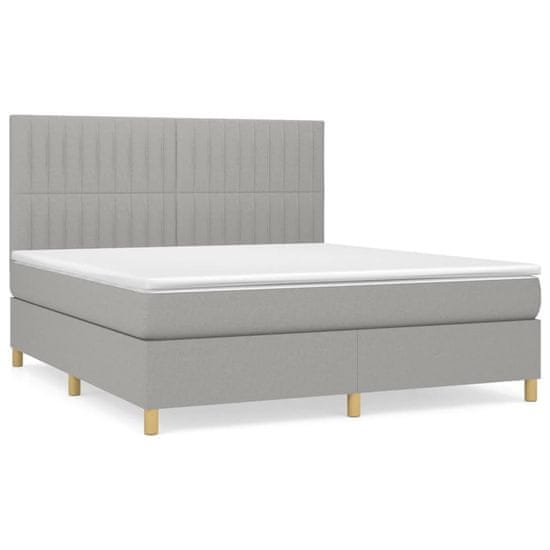 Vidaxl Box spring postelja z vzmetnico svetlo siva 160x200 cm žamet