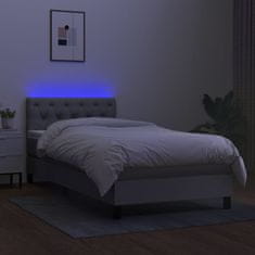 Vidaxl Box spring postelja z vzmetnico LED svetlo siva 80x200 cm blago