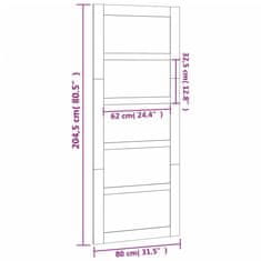 Vidaxl Hlevska vrata bela 80x1,8x204,5 cm trdna borovina