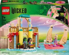 LEGO Wicked Glinda, Elphaba in Nessarose na univerzi Shiz, igralni komplet hišica za punčke z igračo čolnom (75681)