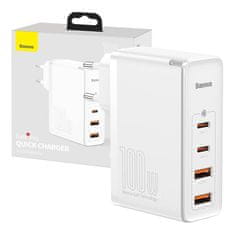 BASEUS Potovalni polnilnik Baseus GaN2 Pro Quick 2x USB + 2x USB-C, 100 W, EU (bela)