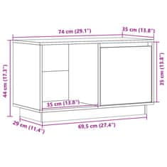 Vidaxl TV omarica črna 74x35x44 cm trdna borovina