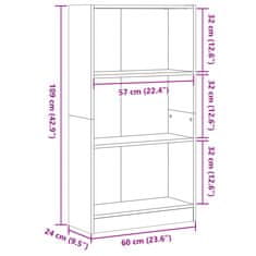 Vidaxl Knjižna omara rjavi hrast 60x24x109 cm inženirski les