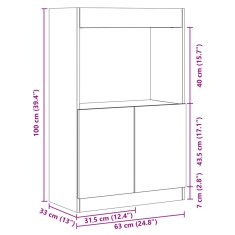 Vidaxl Visoka omara črna 63x33x100 cm inženirski les