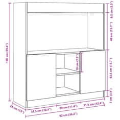 Vidaxl Visoka omara siva sonoma 92x33x100 cm inženirski les