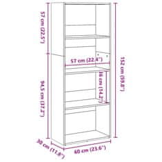 Vidaxl Knjižna omara starinski les 60x30x152 cm inženirski les