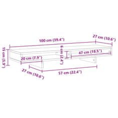 Vidaxl Stojalo za zaslon sonoma hrast 100x27x15 cm inženirski les