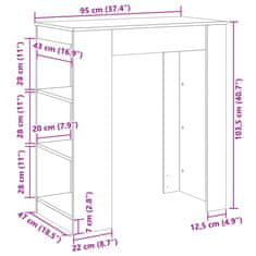 Vidaxl Barska miza s policami artisian hrast 95x47x103,5 cm inž. les