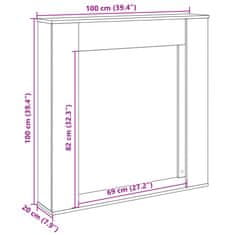 Vidaxl Okvir za kamin črna 100x20x100 cm inženirski les