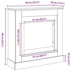 Vidaxl Okvir za kamin črna 90x30x90 cm inženirski les