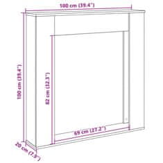 Vidaxl Okvir za kamin siva sonoma 100x20x100 cm inženirski les