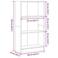 Vidaxl Knjižna omara starinski les 60x24x109 cm inženirski les