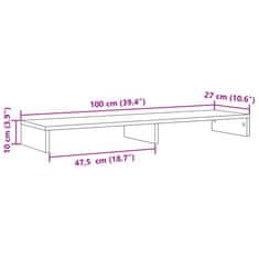 Vidaxl Stojalo za zaslon starinski les 100x27x10 cm inženirski les