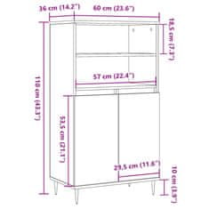 Vidaxl Visoka omara starinski les 60x36x110 cm inženirski les