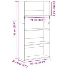 Vidaxl Knjižna omara sonoma hrast 80x30x152 cm inženirski les