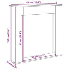 Vidaxl Okvir za kamin betonsko siva 100x20x100 cm inženirski les