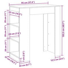 Vidaxl Barska miza s policami sonoma hrast 95x47x103,5 cm inž. les