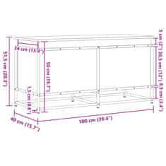 Vidaxl Škatla s pokrovom sonoma hrast 100x40x51,5 cm inženirski les