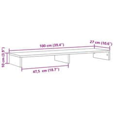 Vidaxl Stojalo za zaslon črna 100x27x10 cm inženirski les