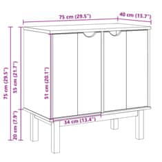 Vidaxl Omarica za predsobo OTTA 75x40x75 cm trdna borovina