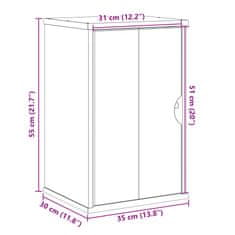 Vidaxl Kopalniška stenska omarica OTTA 35x30x55 cm trdna borovina