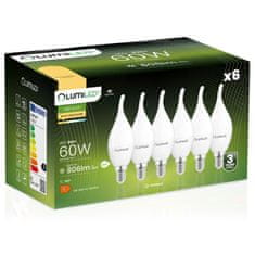 LUMILED 6x LED žarnica E14 BA35 8W = 60W 806lm 3000K Topla bela 180°