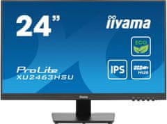 iiyama ProLite monitor ECO XU2463HSU-B1 24" IPS, Full HD, črn, Ultra Slim Bezel, HDMI, Display Port, USB Hub z energijskim razredom B