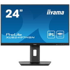 iiyama Monitor ProLite XUB2497HSN-B1 24" IPS, Full HD, Ultra Slim Bezel, HDMI, Display Port, USB-C dok, Nastavljiva višina