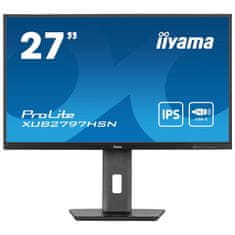 iiyama ProLite Monitor XUB2797HSN-B1 27", črn, nastavljiv po višini, plošča IPS, povezava USB-C, verižna povezava, RJ45 (LAN)