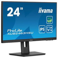 iiyama ProLite monitor ECO XUB2463HSU-B1 24" IPS, nastavljiv po višini, Full HD, črn, ultra tanek okvir, HDMI, Display Port, USB Hub z energijskim razredom B