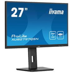 iiyama Monitor ProLite XUB2797QSN-B1 27" IPS, WQHD, priključek USB-C in RJ45 (LAN), ultra tanek okvir, HDMI, Display Port, nastavljiv po višini