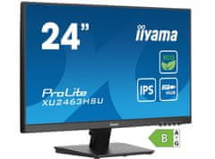 iiyama ProLite monitor ECO XU2463HSU-B1 24" IPS, Full HD, črn, Ultra Slim Bezel, HDMI, Display Port, USB Hub z energijskim razredom B