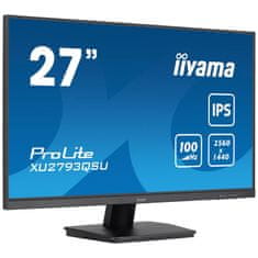 iiyama Monitor ProLite XU2793QSU-B6, 3-stranski brez robov, IPS, ločljivost WQHD, HDMI, DisplayPort, brez utripanja in reduktor modre svetlobe, 100 Hz, zvezdišče USB