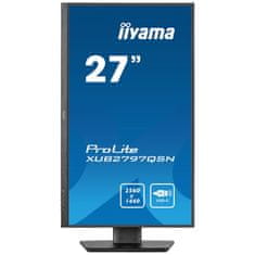 iiyama Monitor ProLite XUB2797QSN-B1 27" IPS, WQHD, priključek USB-C in RJ45 (LAN), ultra tanek okvir, HDMI, Display Port, nastavljiv po višini