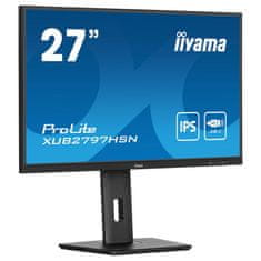 iiyama ProLite Monitor XUB2797HSN-B1 27", črn, nastavljiv po višini, plošča IPS, povezava USB-C, verižna povezava, RJ45 (LAN)