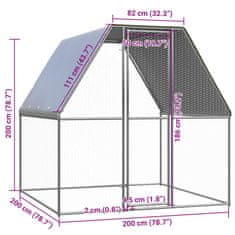 Vidaxl Kokošnjak srebrn in siv 2x2x2 m pocinkano jeklo