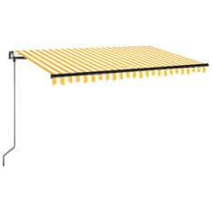 Vidaxl Ročno zložljiva tenda z LED lučmi 400x350 cm rumena in bela