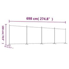 Vidaxl Paravan 4-delni bel 698x180 cm blago