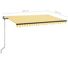 Vidaxl Ročno zložljiva tenda z LED lučmi 400x350 cm rumena in bela