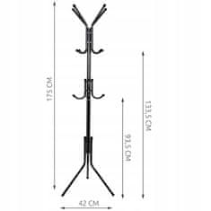 Northix Stoječi obešalnik za plašče 170 cm - Črn 