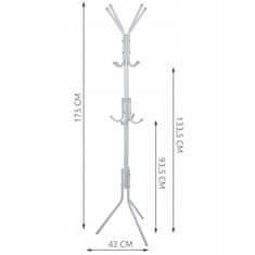 Northix Stoječi obešalnik za plašče 170 cm - Bela 