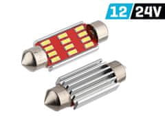 Carmotion VISION Festoon SV8.5 41mm 12/24V 12x 4014 SMD LED žarnica, CANBUS, bela, 2 kosa.