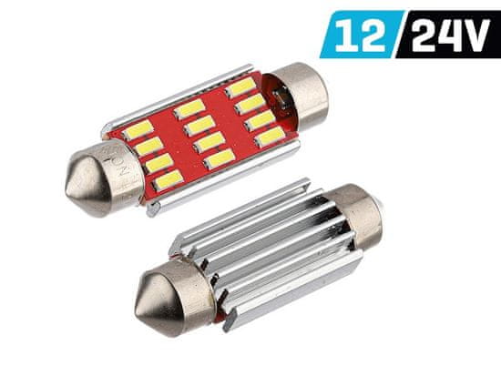 Carmotion VISION Festoon SV8.5 41mm 12/24V 12x 4014 SMD LED žarnica, CANBUS, bela, 2 kosa.