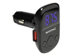 Carmotion WAYME FM oddajnik 12/24V z USB QC3.0 + Auto-ID, voltmeter in HandsFree