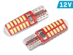 Carmotion VISION W5W (T10) 12V 24x 3014 SMD LED žarnica, CANBUS, silikonsko držalo, bela, 2 kosa.