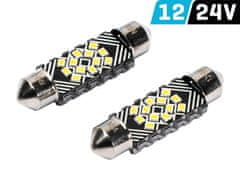 Carmotion VISION Festoon SV8.5 39 mm 12/24V 12x 2016 SMD LED žarnica, CANBUS, bela, 2 kosa.