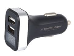 Carmotion Polnilec 2x USB, 2,1 A, za vtičnico za vžigalnik cigaret 12/24 V z voltmetrom