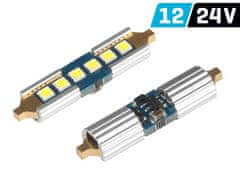 Carmotion VISION Festoon SV8.5 39mm 12/24V žarnica 6x 3030 SMD LED, nepolarna, CANBUS, bela, 2 kosa.