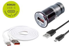 Carmotion Polnilec 12/24V QC3.0 1x USB + kabel USB &gt; micro USB